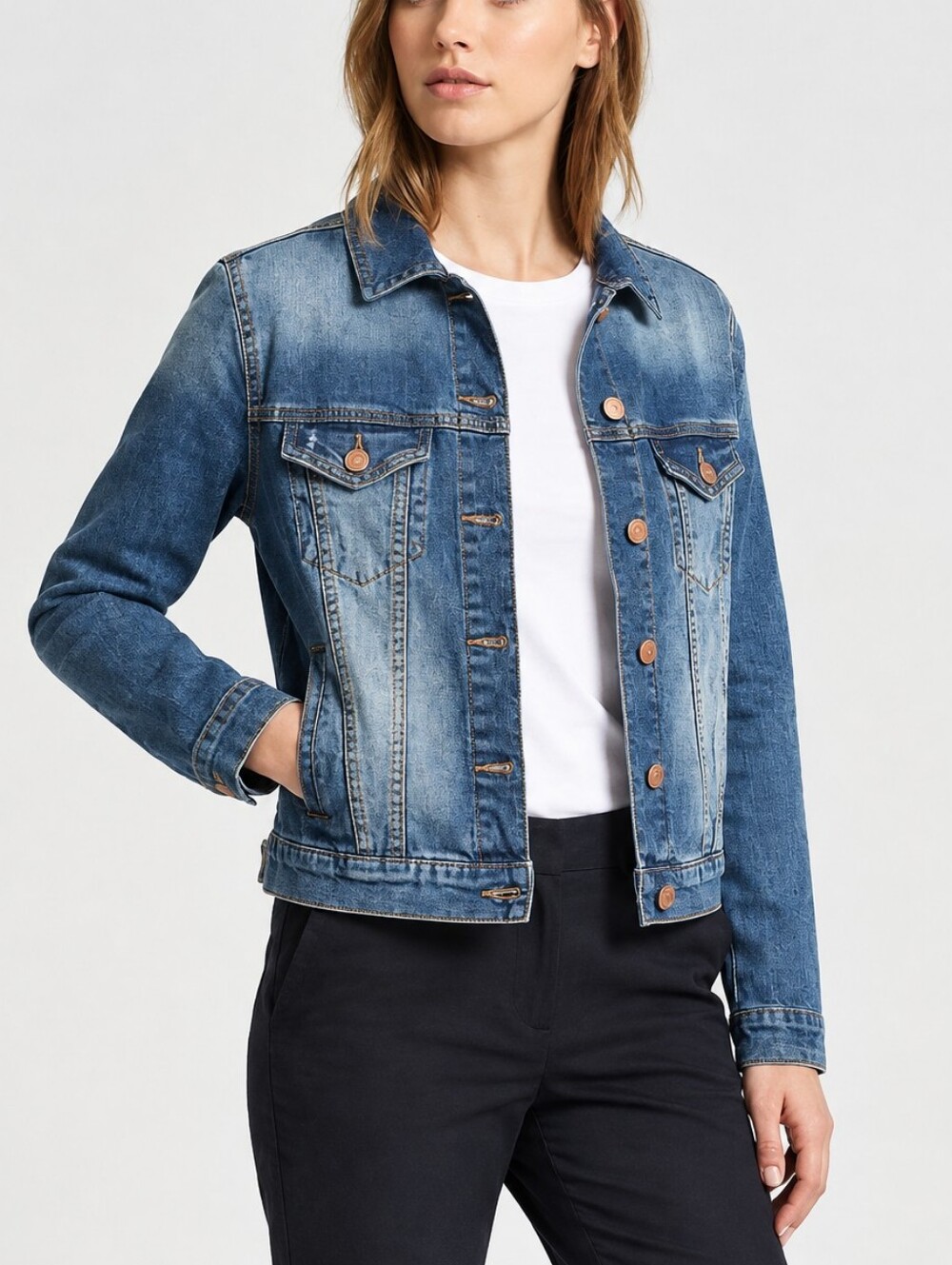 Forever 21 Washed Blue Denim Jacket - Size Small